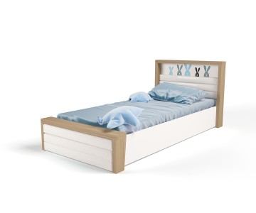 Кровать №6 с подъемным механизмом, с мягким изножьем MIX BUNNY голубой Кровать №6 с подъемным механизмом, с мягким изножьем MIX BUNNY голубой