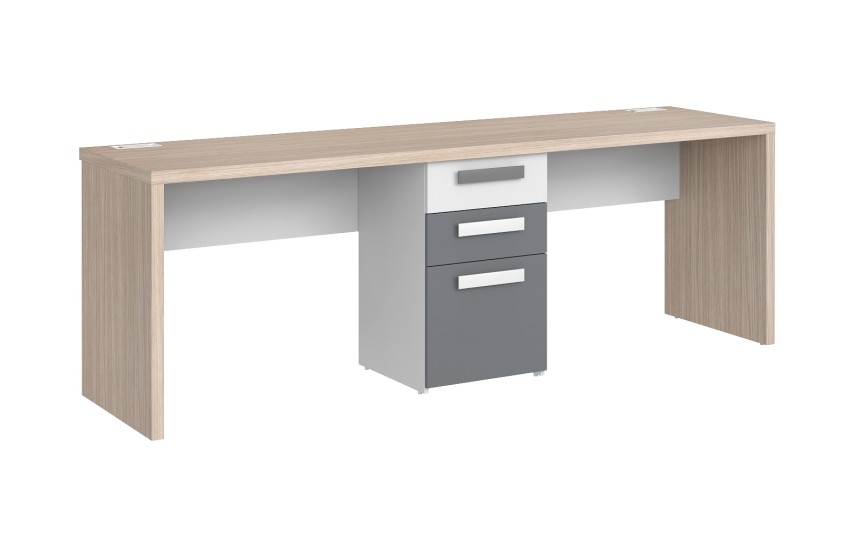 Стол Оксфорд на два рабочих места с тумбой