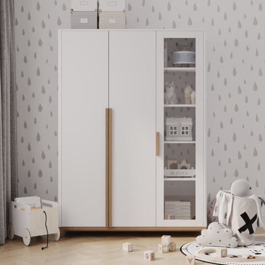 Шкаф 3-х дверный Альпина 12 с застекленным отсеком для книг Шкаф 3-х дверный Альпина 12 с застекленным отсеком для книг