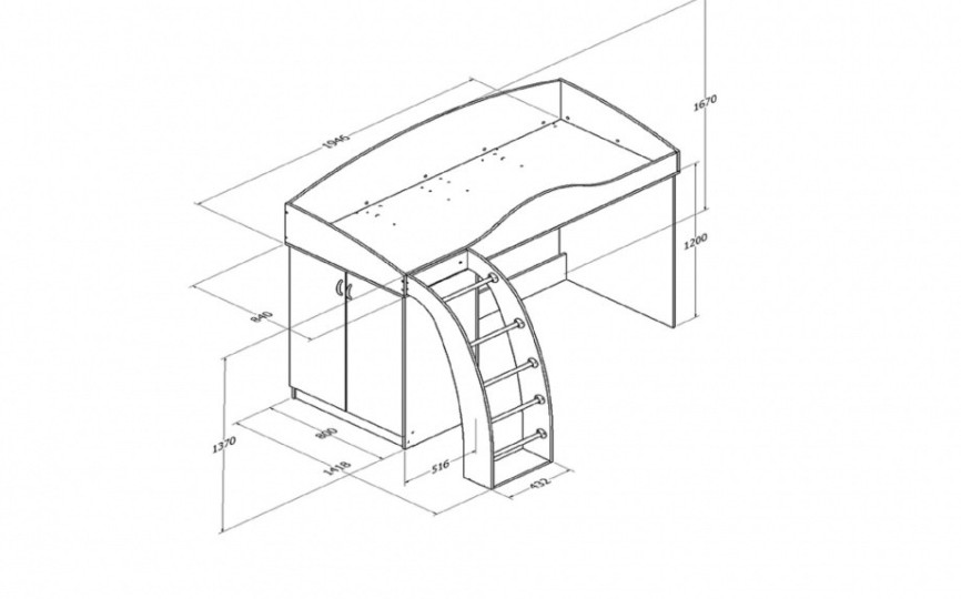 Кровать чердак "Соня" №1 Кровать чердак "Соня" №1