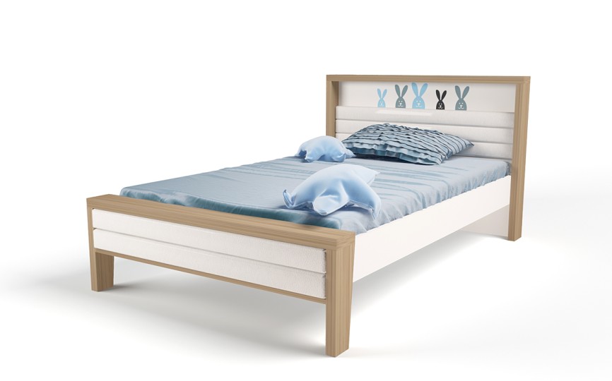 Кровать №2 с мягким изножьем MIX BUNNY голубой, 190х120 см