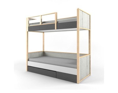 Кровать 2-х ярусная "Нью Тон Грэй" с фальшпанелью, универсальная