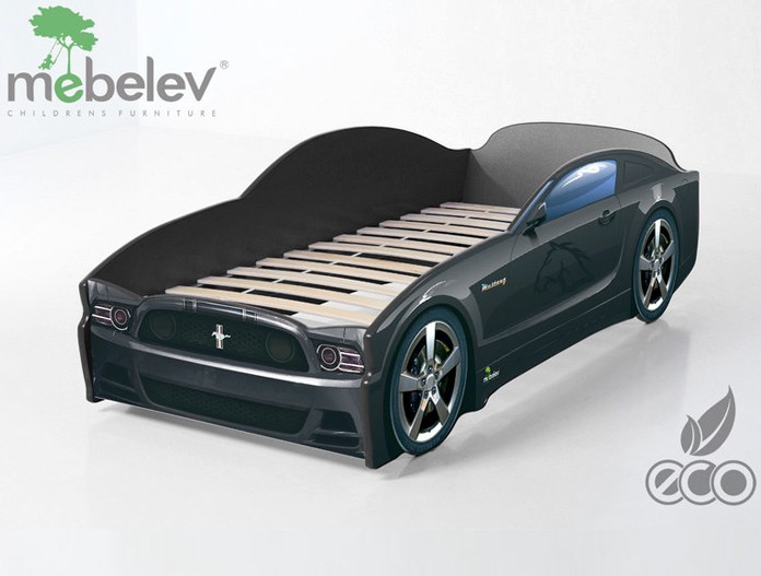 Кровать-машина "Мустанг", черная
