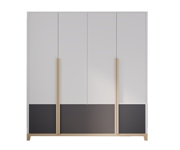 Шкаф 4-х дверный Альпина 14, с серой вставкой