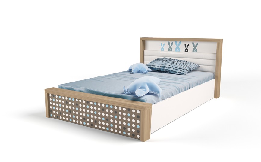Кровать №5 с подъемным механизмом MIX BUNNY голубой, 190х120 см