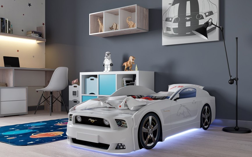 Кровать-машина "Мустанг-Plus", белая