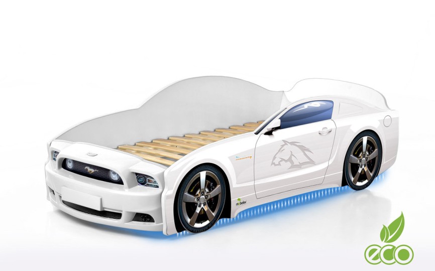 Кровать-машина "Мустанг-Plus", белая