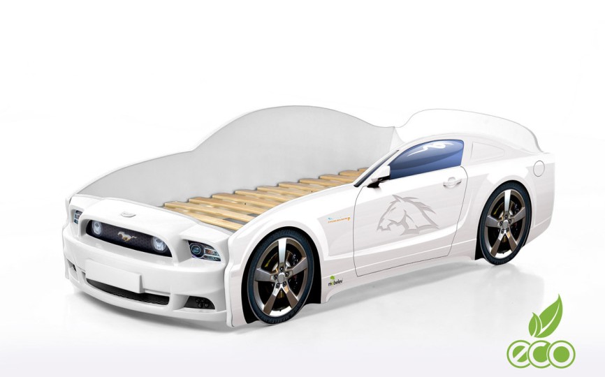 Кровать-машина "Мустанг-Plus", белая