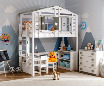 Детская комната Тимберика Кидс №11 с кроватью-чердаком и столиком