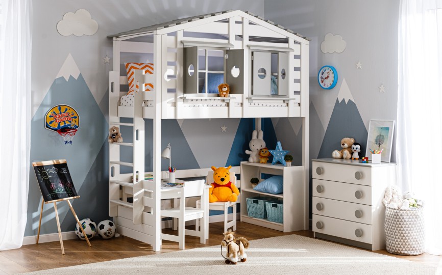 Детская комната Тимберика Кидс №11 с кроватью-чердаком и столиком