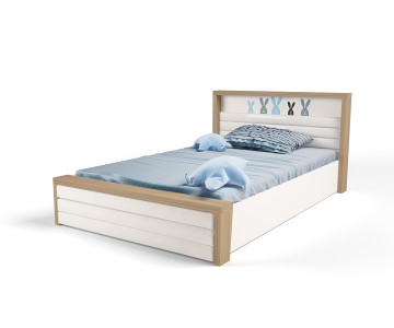 Кровать №6 с подъемным механизмом, с мягким изножьем MIX BUNNY голубой, 190х120 см Кровать №6 с подъемным механизмом, с мягким изножьем MIX BUNNY голубой, 190х120 см