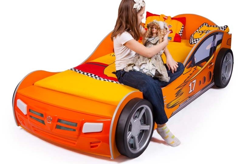 Кровать машина "Champion" оранж. (спал.место 190х90 или 160х90см) Кровать машина "Champion" оранж. (спал.место 190х90 или 160х90см)