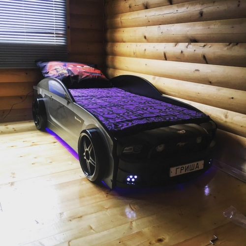 Кровать-машина "Мустанг-Plus", черная