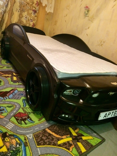 Кровать-машина "Мустанг-Plus", черная