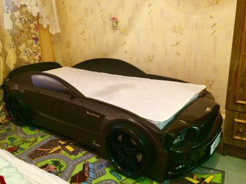 Кровать-машина "Мустанг-Plus", черная