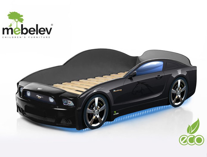 Кровать-машина "Мустанг-Plus", черная