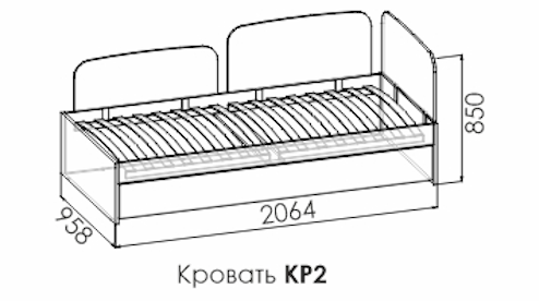Кровать со 2-м спальным местом Смарти Вайт КР2