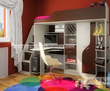 Кровать чердак Фанки Кидз 15 + лестница-комод 13/8СВ