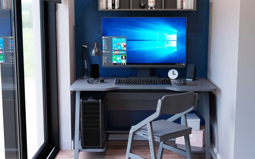 Компьютерный стол "Бафф" серый 