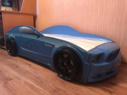 Кровать-машина "Мустанг-Plus", синяя