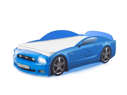 Кровать-машина "Мустанг-Plus", синяя