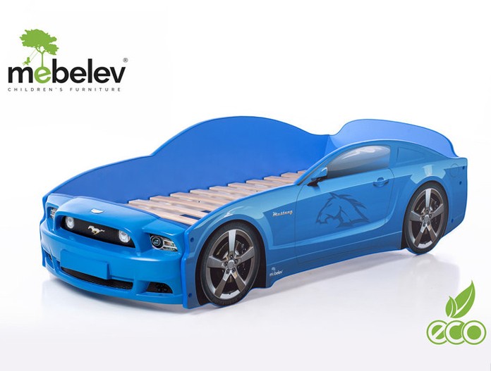 Кровать-машина "Мустанг-Plus", синяя