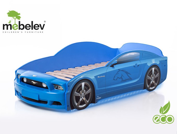 Кровать-машина "Мустанг-Plus", синяя