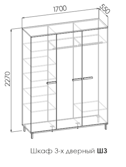 Шкаф 3-х створчатый Колледж Ш3
