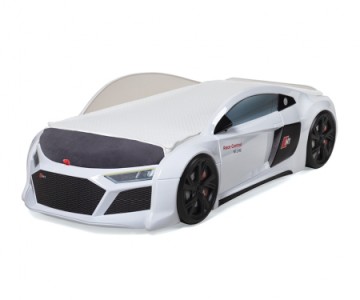 Кровать-машина  N1 AUDI со встроенным матрасом белая 