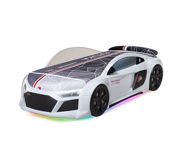 Кровать-машина N1 AUDI со встроенным матрасом белая Кровать-машина N1 AUDI со встроенным матрасом белая