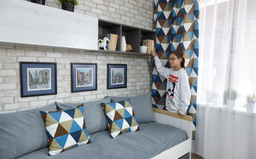 Полка куб с фасадом "Нью Тон Грэй"