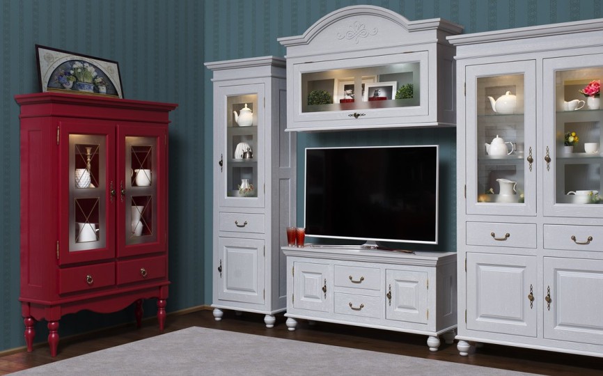 Стеллаж застекленный Бьёрт на высоких ножках 1-16