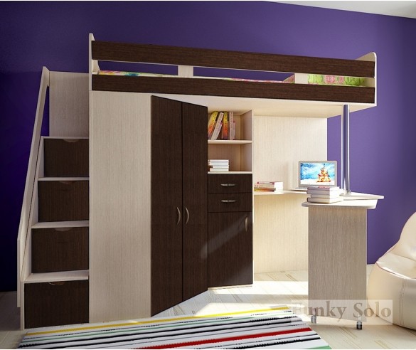 Детская кровать-чердак с рабочей зоной, 200х80 см "Фанки Соло 1"