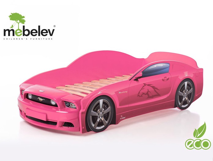 Кровать-машина "Мустанг-Plus", розовая