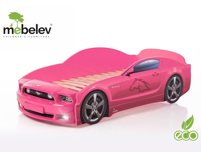 Кровать-машина "Мустанг-Plus", розовая
