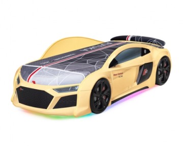 Кровать-машина  N1 AUDI со встроенным матрасом желтая 