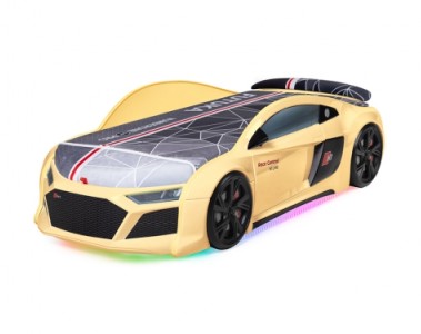 Кровать-машина  N1 AUDI со встроенным матрасом желтая 