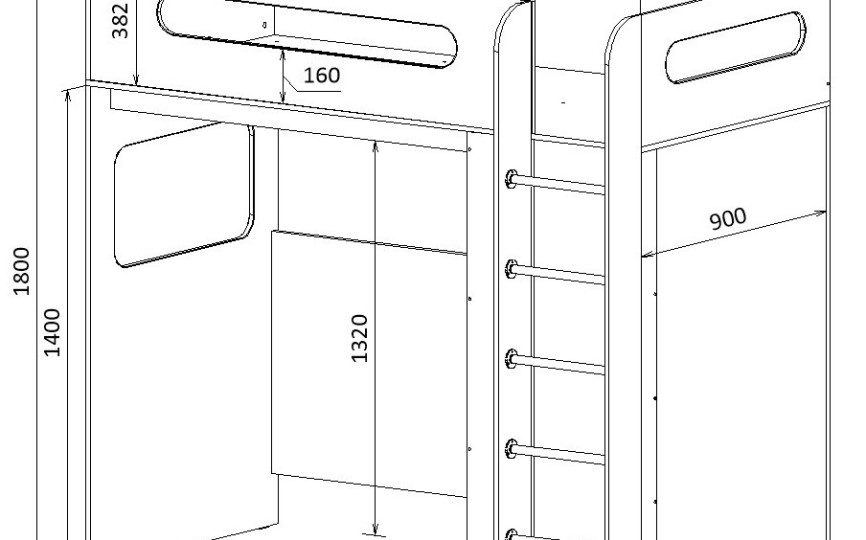 Кровать-чердак 24 + кровать-чердак 6 + стол 23/2 + шкаф 23/4