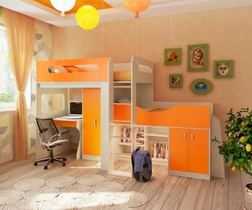 Кровать-чердак 24 + кровать-чердак 6 + стол 23/2 + шкаф 23/4