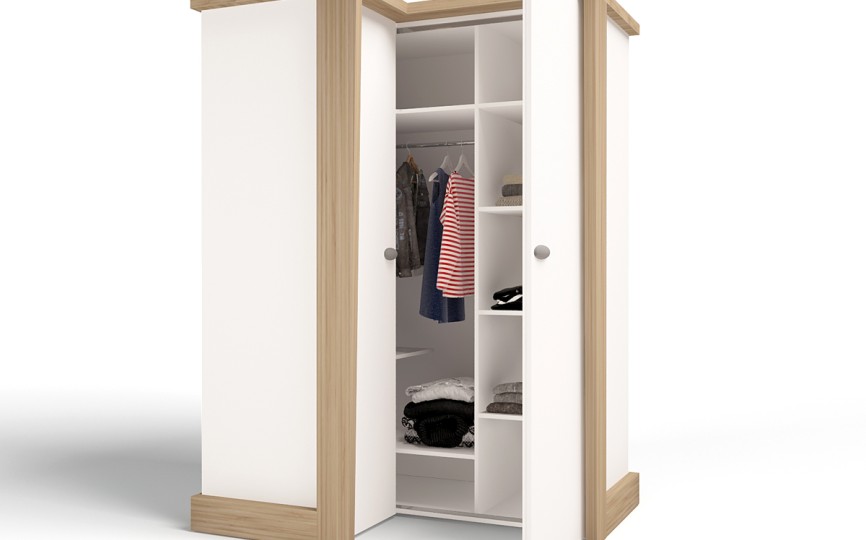 Шкаф угловой, гармошка MIX BUNNY розовый