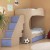 Двухъярусная кровать Дельта №20 с лестницей-тумбой (Дуб молочный, Розовый)