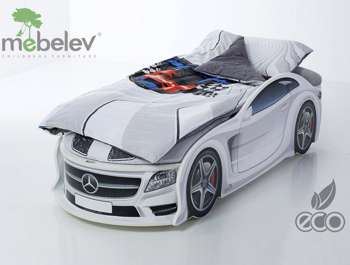 Кровать-машина "Мерседес-М" белая