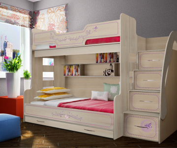 Кровать для троих детей 21 "Фанки Кидз Лилак". Кровать для троих детей 21 "Фанки Кидз Лилак".