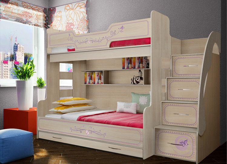 Кровать для троих детей 21 "Фанки Кидз Лилак".