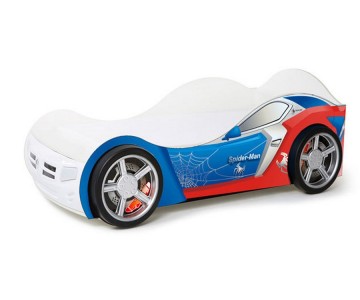 Кровать машина белая "Человек паук" (спал.место 190х90 или 160х90см)