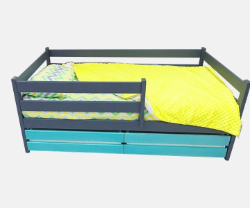 Кровать софа с 2-я ящиками массив березы, цветная, манеж 