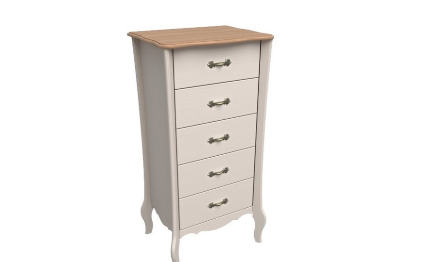 Комод "Лебо" узкий 5 ящиков бежевый воск Комод "Лебо" узкий 5 ящиков бежевый воск