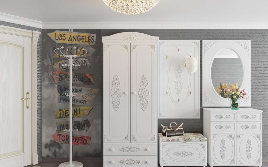 Набор мебели для прихожей Ассоль № 1 Белый  