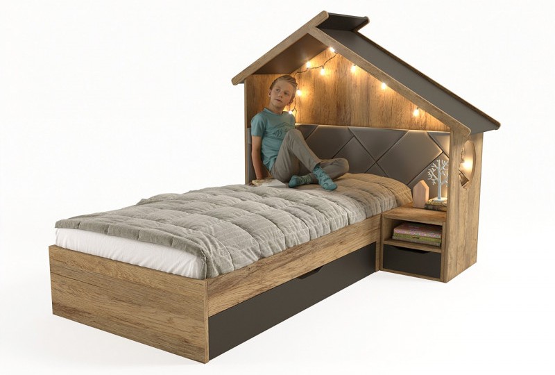 Кровать Домик с тумбой, без мягкой спинки