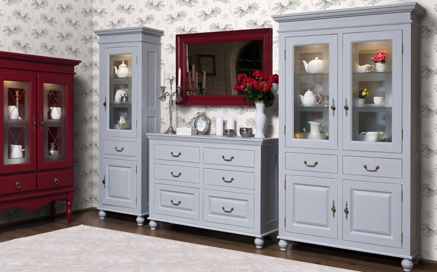 Сервант двухдверный высокий Бьёрт на круглых ножках 1-22